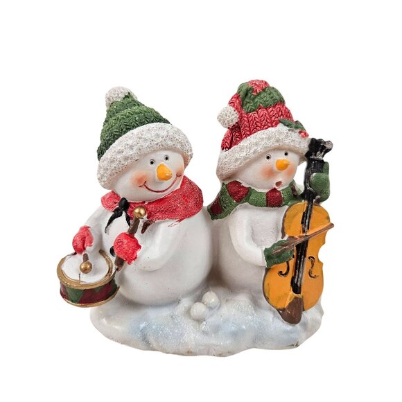 Yankee Candle Snowmen Instruments Glass Votive Holder Resin Cello Drum Christmas - Picture 1 of 10